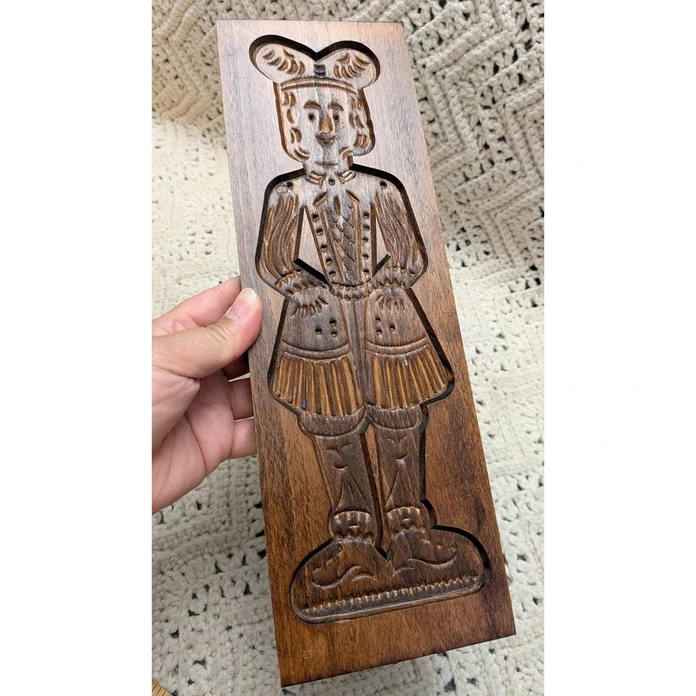 Vintage Hand Carved Wooden Springerle Cookie Mold Man Folk Art Wall Decor 13in
